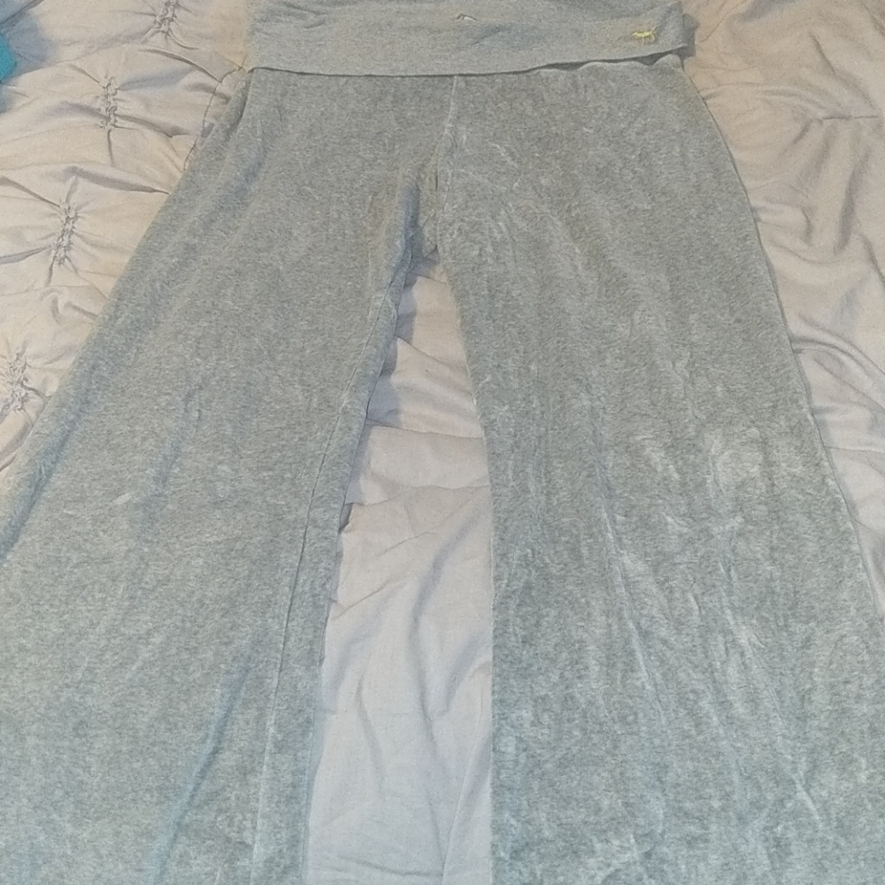 Gray velvet yoga pants